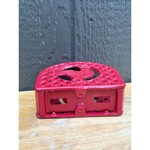 Grant Howard Red Cast Iron Rooster Napkin Holder Tabletop Farmhouse Kitchen - Picture 4 of 4